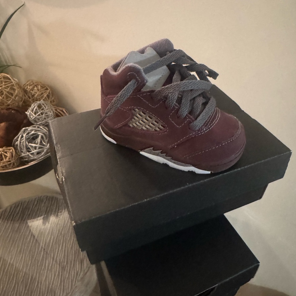 Jordan Kids Maroon Suede High-Top Sneakers